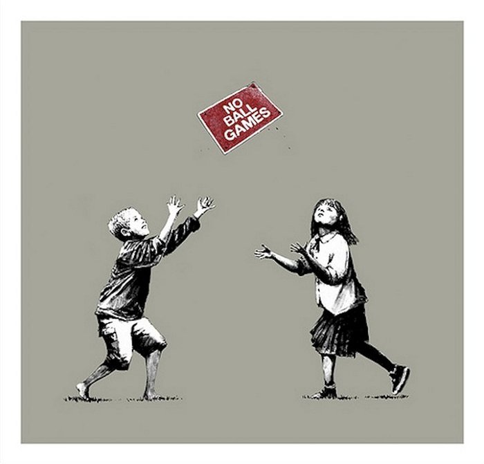 Banksy No Ball Games Grey