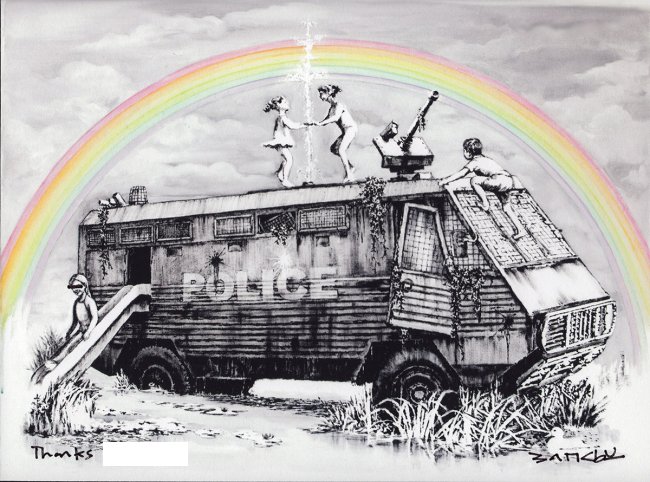 Banksy Rainbow Riot Truck Dismaland Personalised Print