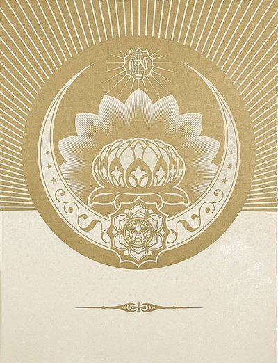 Shepard Fairey Obey Lotus Crescent - White and Gold